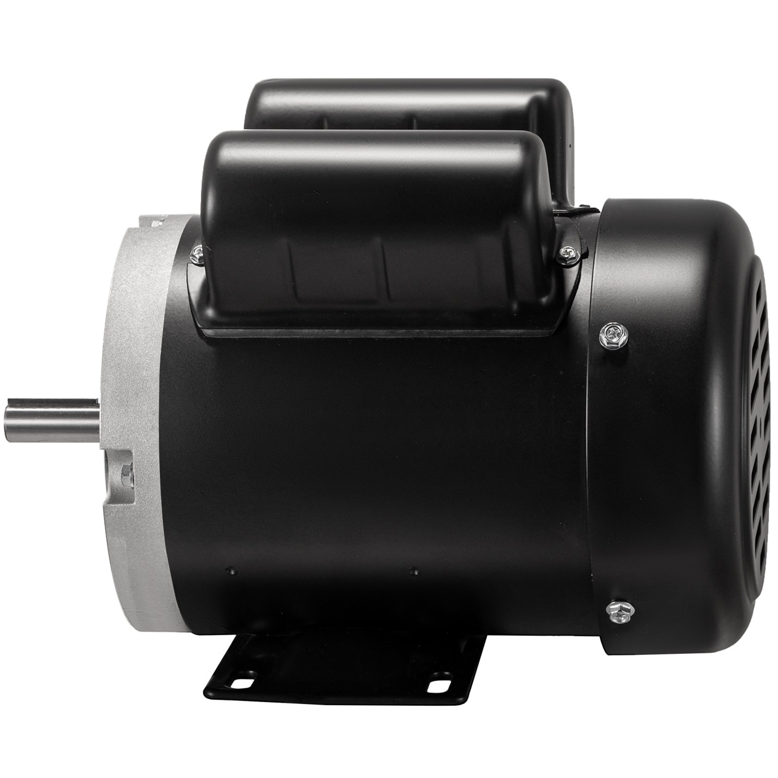 Motor eléctrico VEVOR negro con eje plateado y base de montaje.