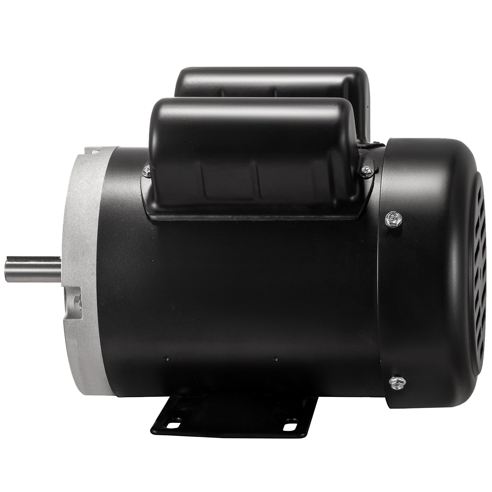 Motor eléctrico VEVOR negro con eje plateado y soporte de montaje.