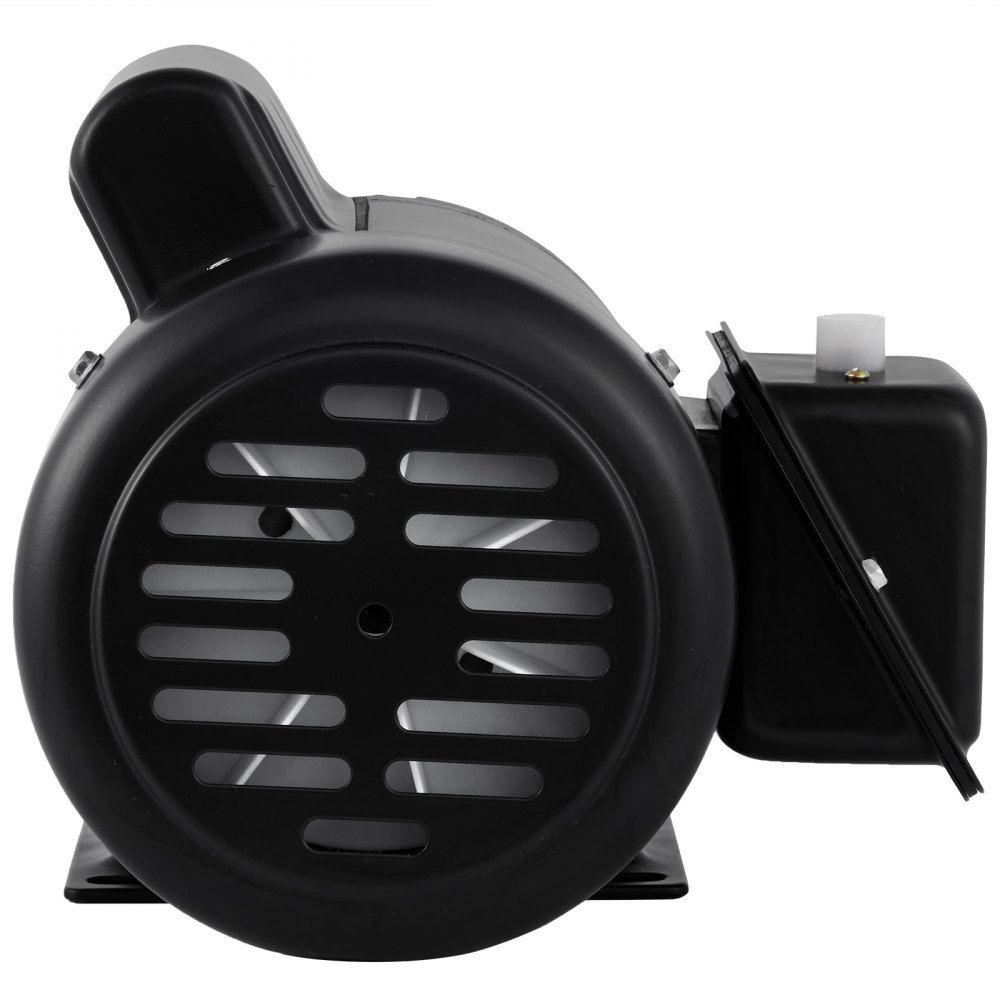 Motor compresor eléctrico VEVOR negro con cubierta trasera ventilada y condensador adjunto.