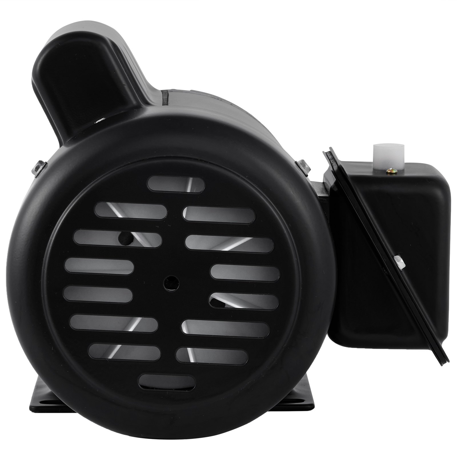 Motor compresor eléctrico VEVOR negro con cubierta trasera ventilada y condensador adjunto.