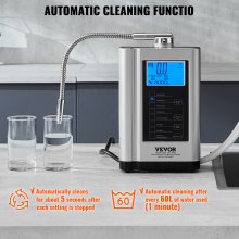 VEVOR Máquina ionizadora de agua alcalina, purificador de agua de hidrógeno ácido alcalino pH 3,5-10,5, sistema de filtración para el hogar de 7 configuraciones de agua, hasta -550 mV ORP, 8000 L por filtro, limpieza automática, blanco