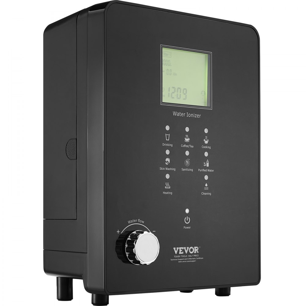Máquina ionizadora de agua alcalina VEVOR, purificador de agua alcalina ácida con hidrógeno de pH 3-11,2, sistema de filtración de agua para el hogar con 6 configuraciones de agua, ORP de hasta -800 mV, 9000 l por filtro, función UV, calentamiento de agua