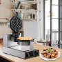 Máquina para hacer waffles de burbujas VEVOR sobre una encimera de cocina con un plato de waffles de burbujas cubiertos con arándanos.