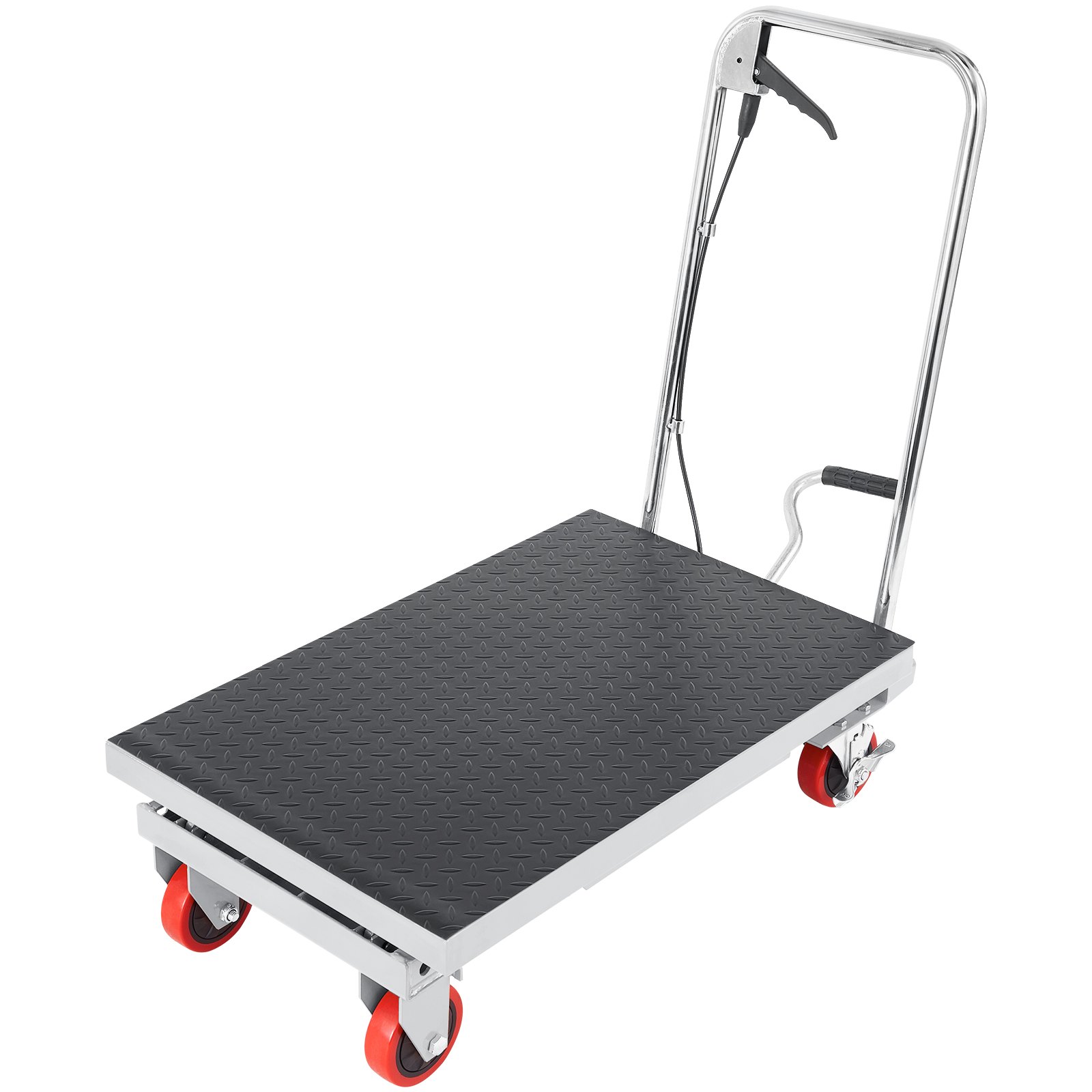 VEVOR Carro Hidráulico de Mesa Elevadora Capacidad de Carga de 230 kg Elevador Manual de Tijera Simple Altura de Elevación de 720 mm 4 Ruedas Cojín Antideslizante para Manipulación Transporte, Gris
