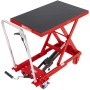 Mesa elevadora hidráulica VEVOR, capacidad de 227 kg, altura de elevación de 72 cm, mesa elevadora manual de tijera simple con 4 ruedas y almohadilla antideslizante, para manipulación de materiales, color rojo