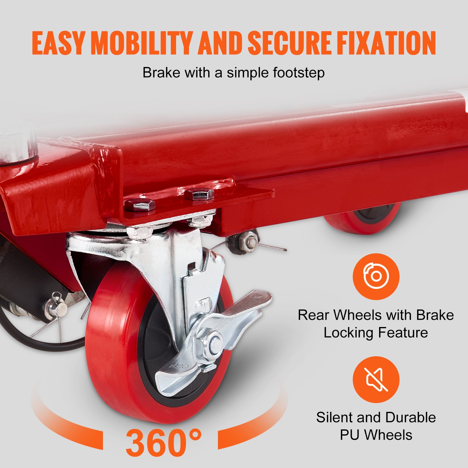 Mesa elevadora hidráulica VEVOR, capacidad de 227 kg, altura de elevación de 72 cm, mesa elevadora manual de tijera simple con 4 ruedas y almohadilla antideslizante, para manipulación de materiales, color rojo