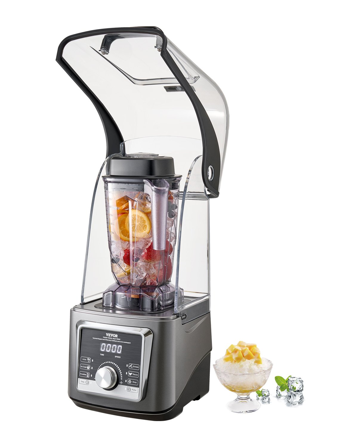 Licuadora VEVOR para batidos, 85 oz, 1400 W, licuadora profesional con motor potente, licuadora multifuncional para procesar alimentos con cubierta antirruido para batidos, zumos y leche, apta para cocina.