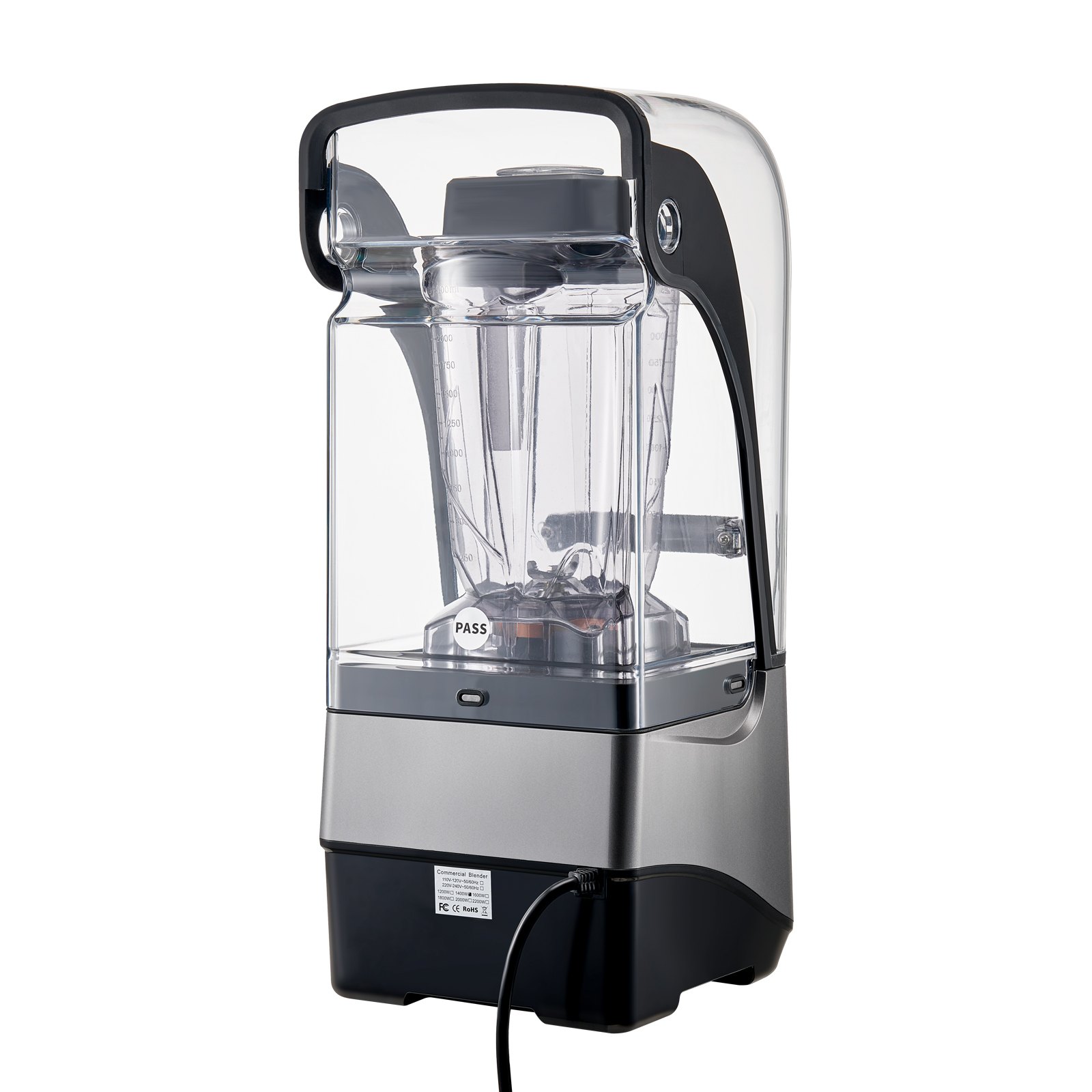 Licuadora VEVOR para batidos, 85 oz, 1400 W, licuadora profesional con motor potente, licuadora multifuncional para procesar alimentos con cubierta antirruido para batidos, zumos y leche, apta para cocina.