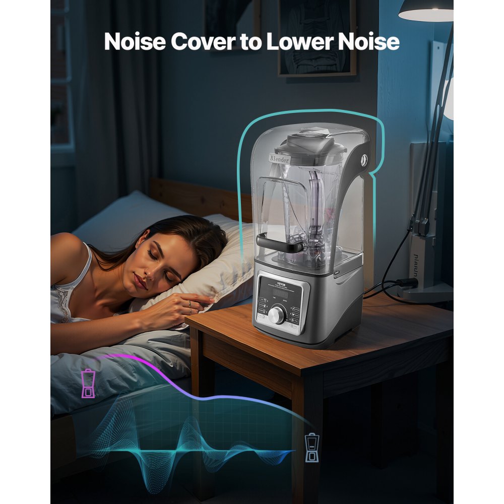 Licuadora VEVOR para batidos, 135 oz, 1400 W, profesional, con potente motor, multifuncional, con tapa antirruido para batidos, zumos y zumos, ideal para la cocina.