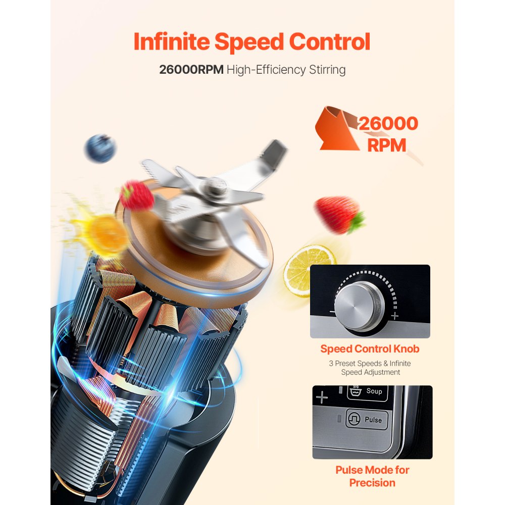 Licuadora VEVOR para batidos, 135 oz, 1400 W, profesional, con potente motor, multifuncional, con tapa antirruido para batidos, zumos y zumos, ideal para la cocina.