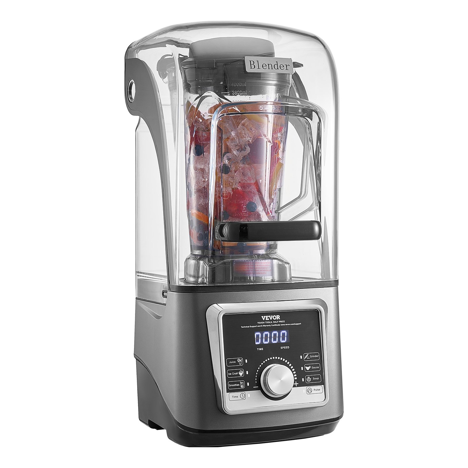 Licuadora VEVOR para batidos, 135 oz, 1400 W, profesional, con potente motor, multifuncional, con tapa antirruido para batidos, zumos y zumos, ideal para la cocina.