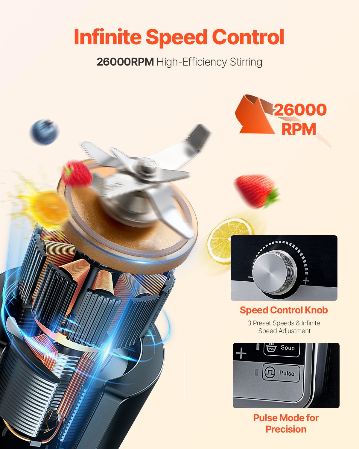 Licuadora VEVOR para batidos, 135 oz, 1400 W, profesional, con potente motor, multifuncional, con tapa antirruido para batidos, zumos y zumos, ideal para la cocina.