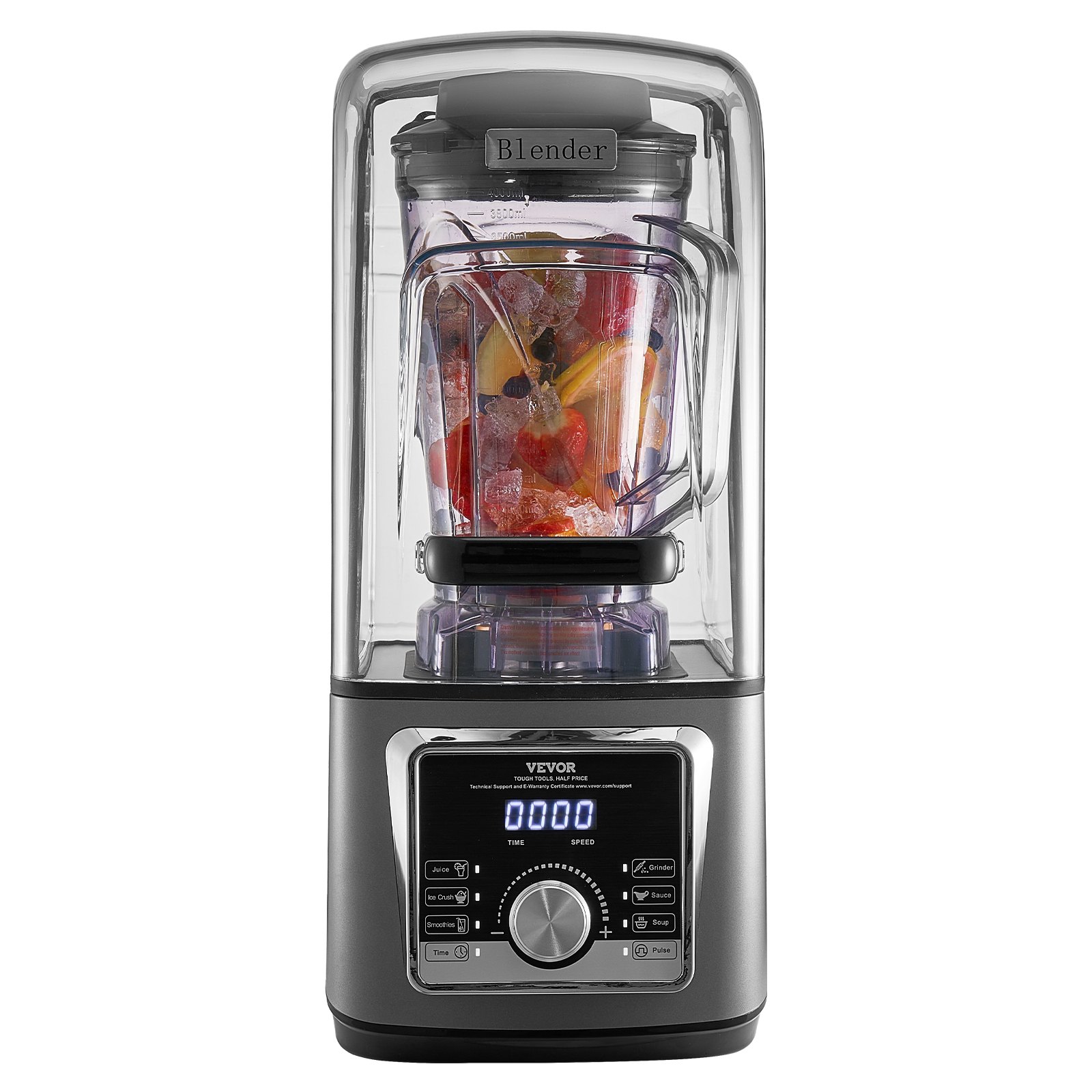 Licuadora VEVOR para batidos, 135 oz, 1400 W, profesional, con potente motor, multifuncional, con tapa antirruido para batidos, zumos y zumos, ideal para la cocina.