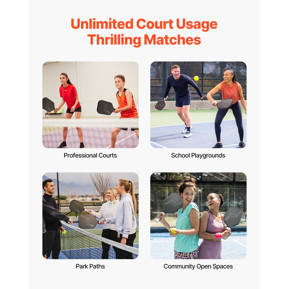 Pala de Pickleball VEVOR, superficie de fibra de carbono T700 y núcleo de panal, pala profesional con mayor potencia, control y efecto, para adultos, hombres y mujeres, color negro