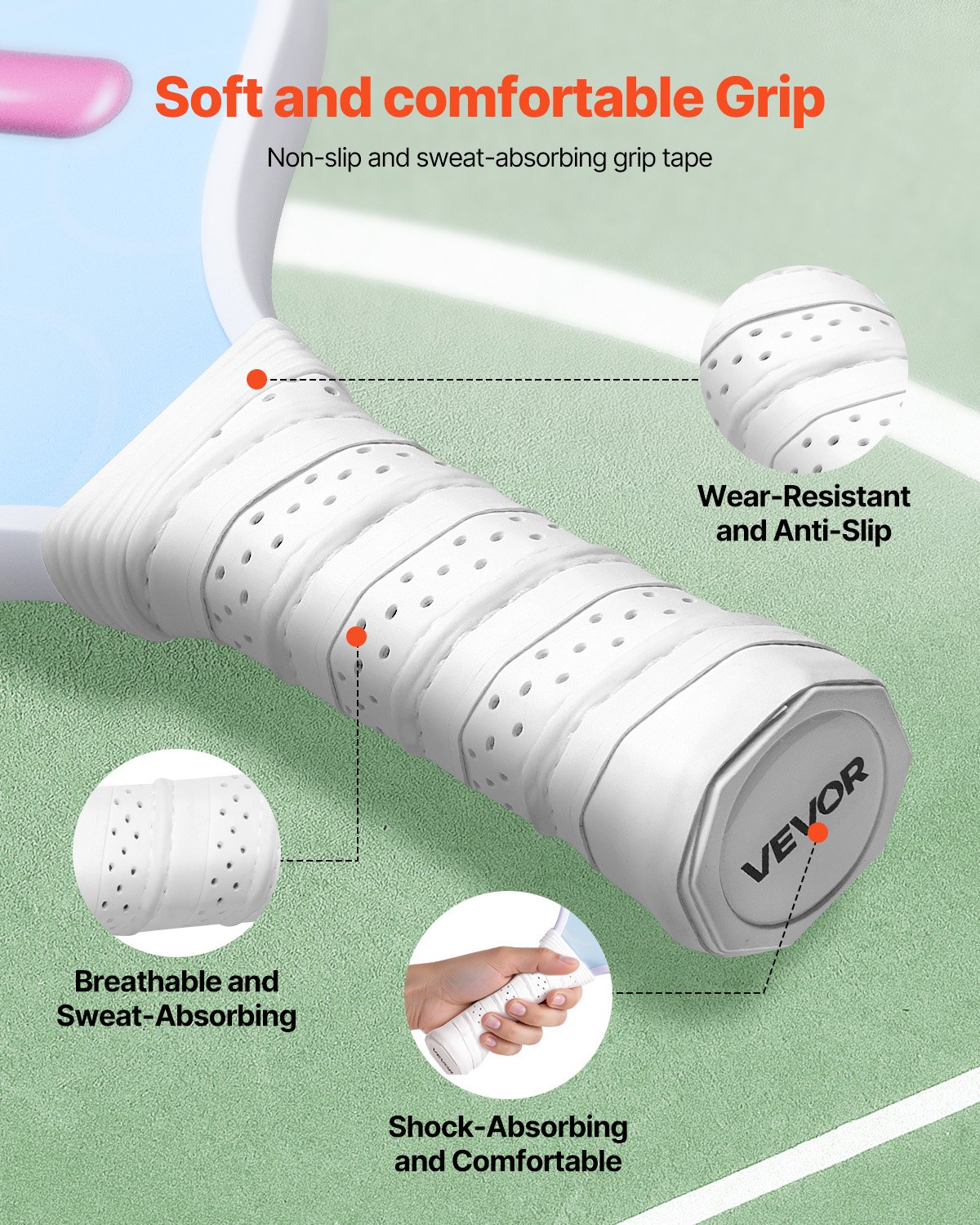 VEVOR - Pala de Pickleball para Niños, Ligera, con Agarre Pequeño y Diseño Bonito, de Fibra de Vidrio y Núcleo de Panal, para Niños, Jóvenes, Niños y Niñas