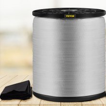 VEVOR Cinta de tracción de poliéster de 1800 libras, cinta plana de 380' x 5/8" para funciones variables de trabajo de conductos de cables y cables, cuerda plana para tirar/cargar/empacar en cualquier clima