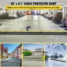 Rampa protectora de cable VEVOR, 5 paquetes de 2 canales, joroba de velocidad, tope de velocidad modular de goma nominal de 11000 libras de capacidad de carga, rampa de cable de protección, protector de cable de tope de velocidad de tráfico de goma