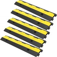 Rampa protectora de cable VEVOR, 5 paquetes de 2 canales, joroba de velocidad, tope de velocidad modular de goma nominal de 11000 libras de capacidad de carga, rampa de cable de protección, protector de cable de tope de velocidad de tráfico de goma