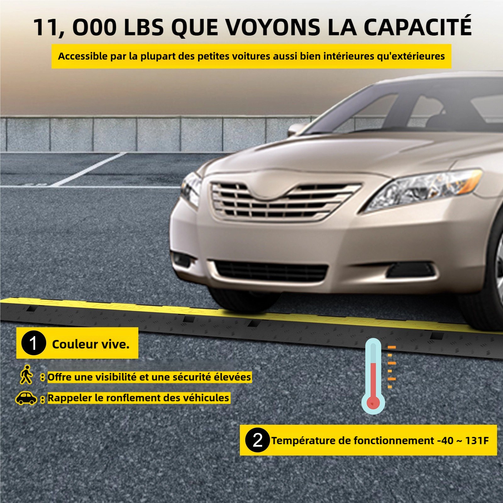 Rampa protectora de cables VEVOR, 5 paquetes de 2 canales, reductor de velocidad modular de goma con capacidad de carga de 11000 lb, protector de cable para rampa de entrada, reductor de velocidad de tráfico de goma, protector de cables