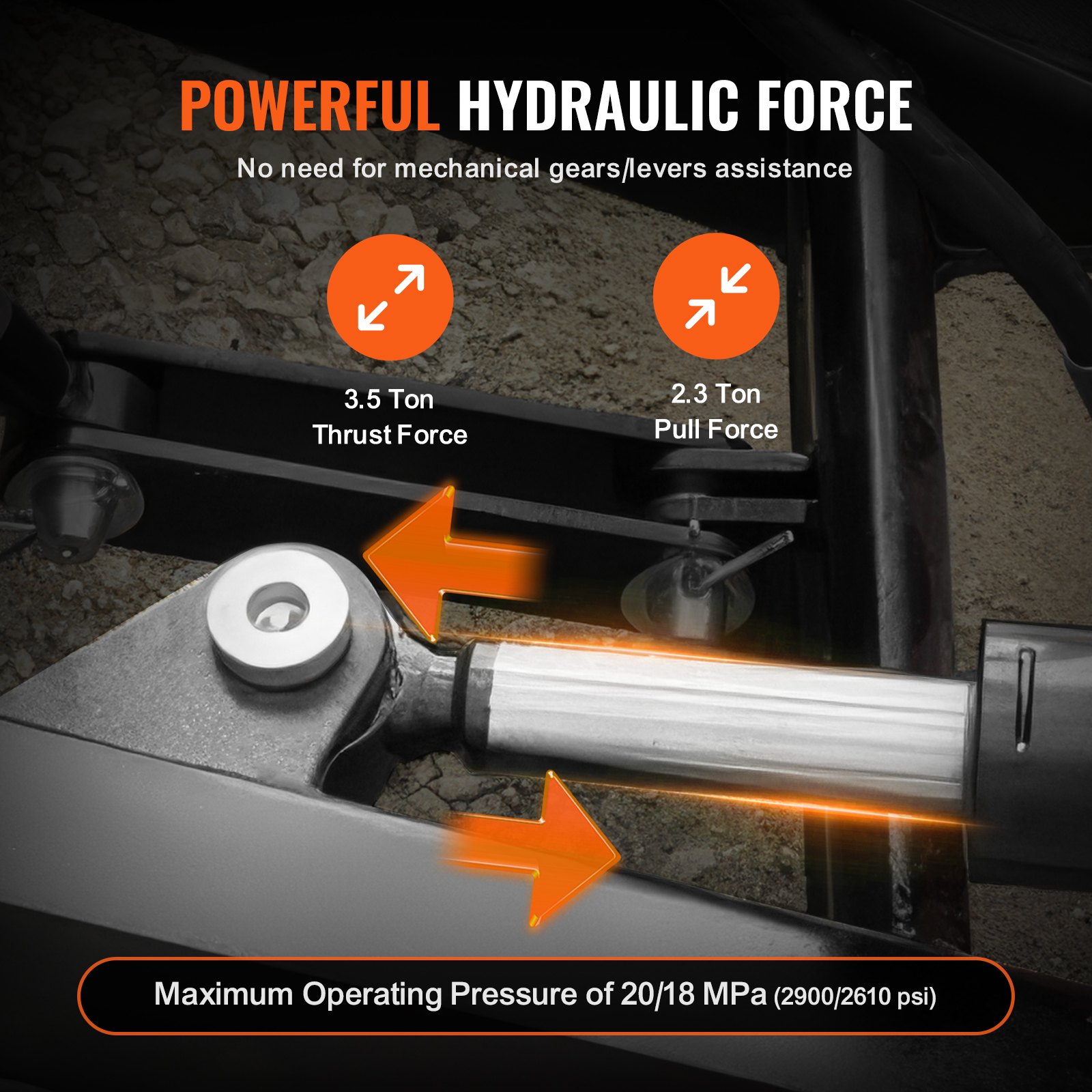 VEVOR - Cilindro hidráulico de enlace superior Cat. 1-1 (8-1/4 pulg., 18-1/8 pulg. a 26-3/8 pulg.) con 2 mangueras y válvula de retención G3/8 pulg.