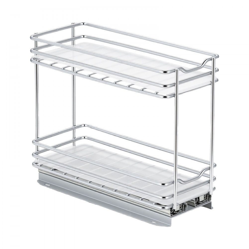 VEVOR Organizador Cocina Bajo Fregadero de 2 Niveles Estante Extraíble, Cesta de Metal Resistente, Deslizamiento Suave, 215x110x265 mm, Plateado, Para Especias, Condimentos, Utensilios, Aperitivos