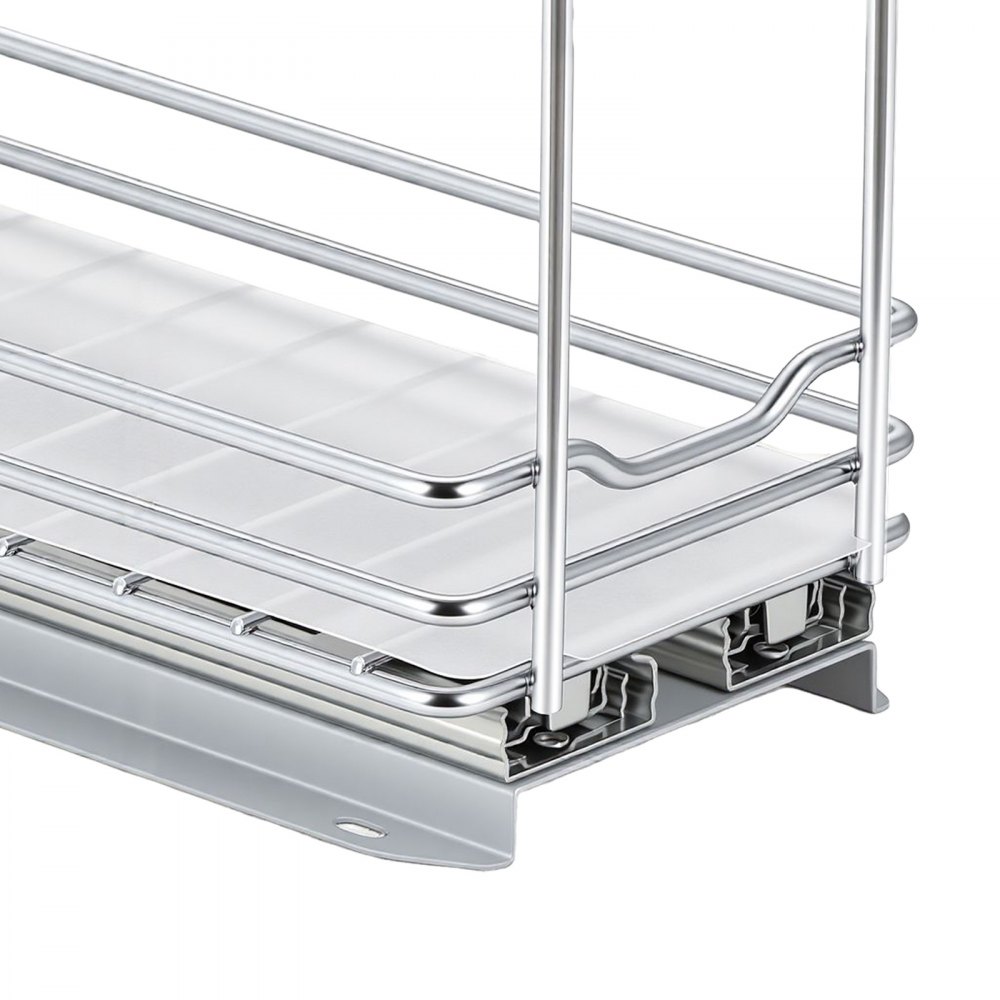 VEVOR Organizador Cocina Bajo Fregadero de 2 Niveles Estante Extraíble, Cesta de Metal Resistente, Deslizamiento Suave, 215x110x265 mm, Plateado, Para Especias, Condimentos, Utensilios, Aperitivos