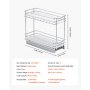 VEVOR Organizador Cocina Bajo Fregadero de 2 Niveles Estante Extraíble, Cesta de Metal Resistente, Deslizamiento Suave, 215x110x265 mm, Plateado, Para Especias, Condimentos, Utensilios, Aperitivos