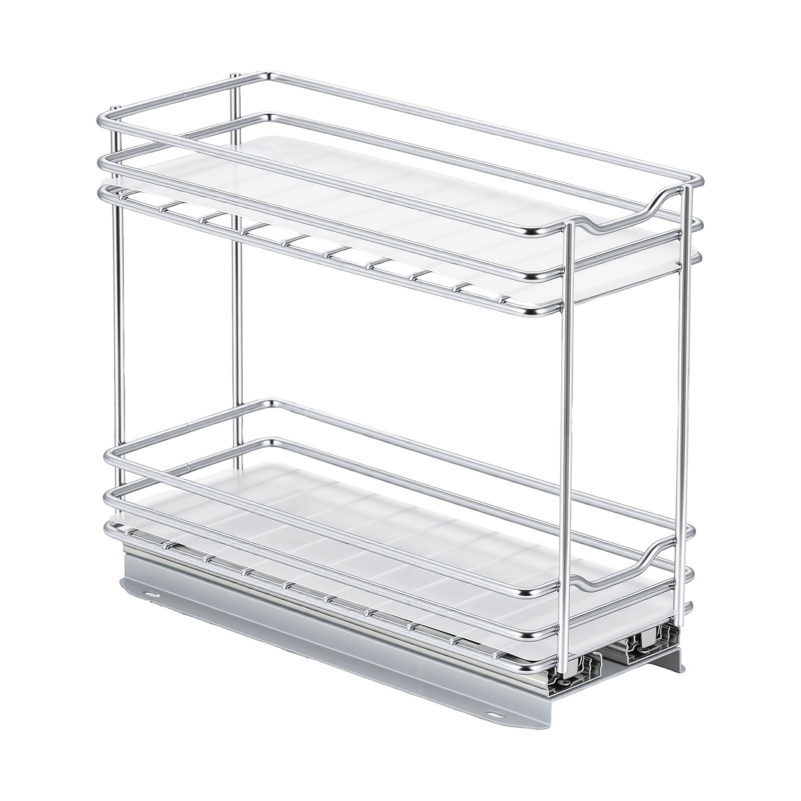 VEVOR Organizador Cocina Bajo Fregadero de 2 Niveles Estante Extraíble, Cesta de Metal Resistente, Deslizamiento Suave, 215x110x265 mm, Plateado, Para Especias, Condimentos, Utensilios, Aperitivos