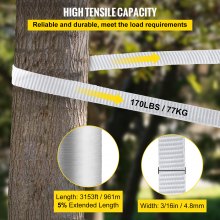 VEVOR Cinta de tracción de poliéster de 170 libras, cinta plana de 3153' x 3/16" para funciones variables de trabajo de conductos de cables y alambres, cuerda plana para tirar/cargar/empacar en cualquier clima