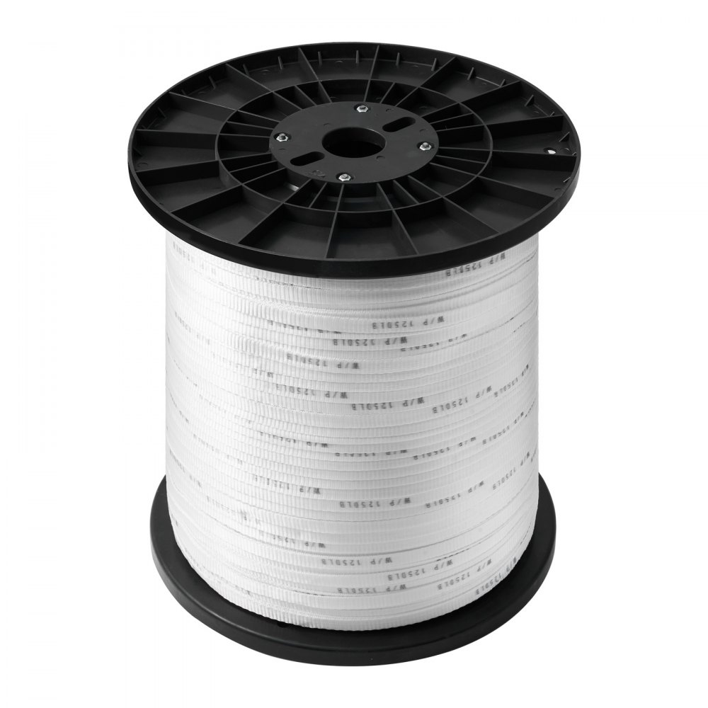 Cordón de poliéster resistente VEVOR, ancho 0,5" y longitud 5249 pies, carga máxima 1250 lbf, marcas de medición, perfecto para organizar cables, embalaje, trabajos de jardinería y trabajos eléctricos.