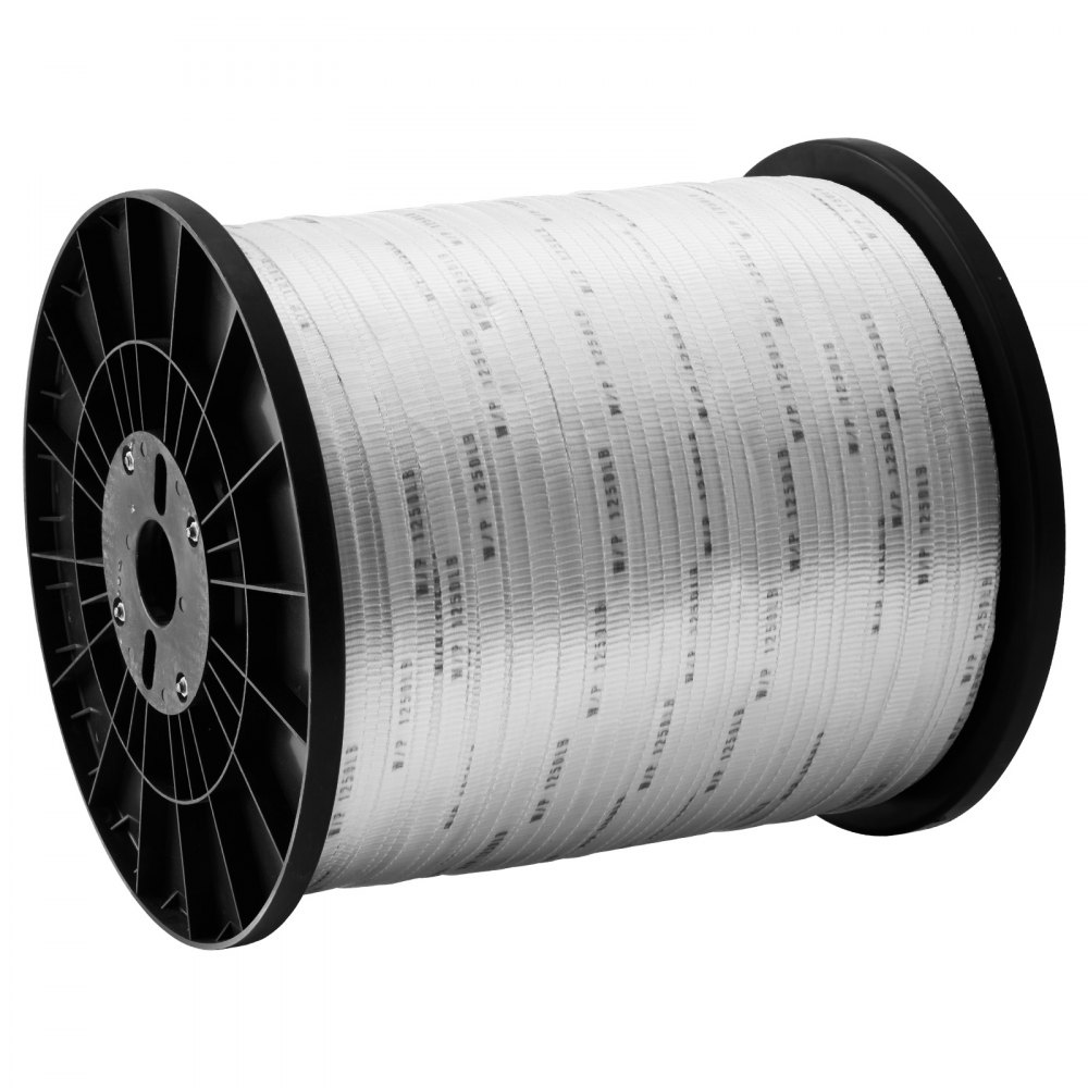 Cordón de poliéster resistente VEVOR, ancho 0,5" y longitud 5249 pies, carga máxima 1250 lbf, marcas de medición, perfecto para organizar cables, embalaje, trabajos de jardinería y trabajos eléctricos.