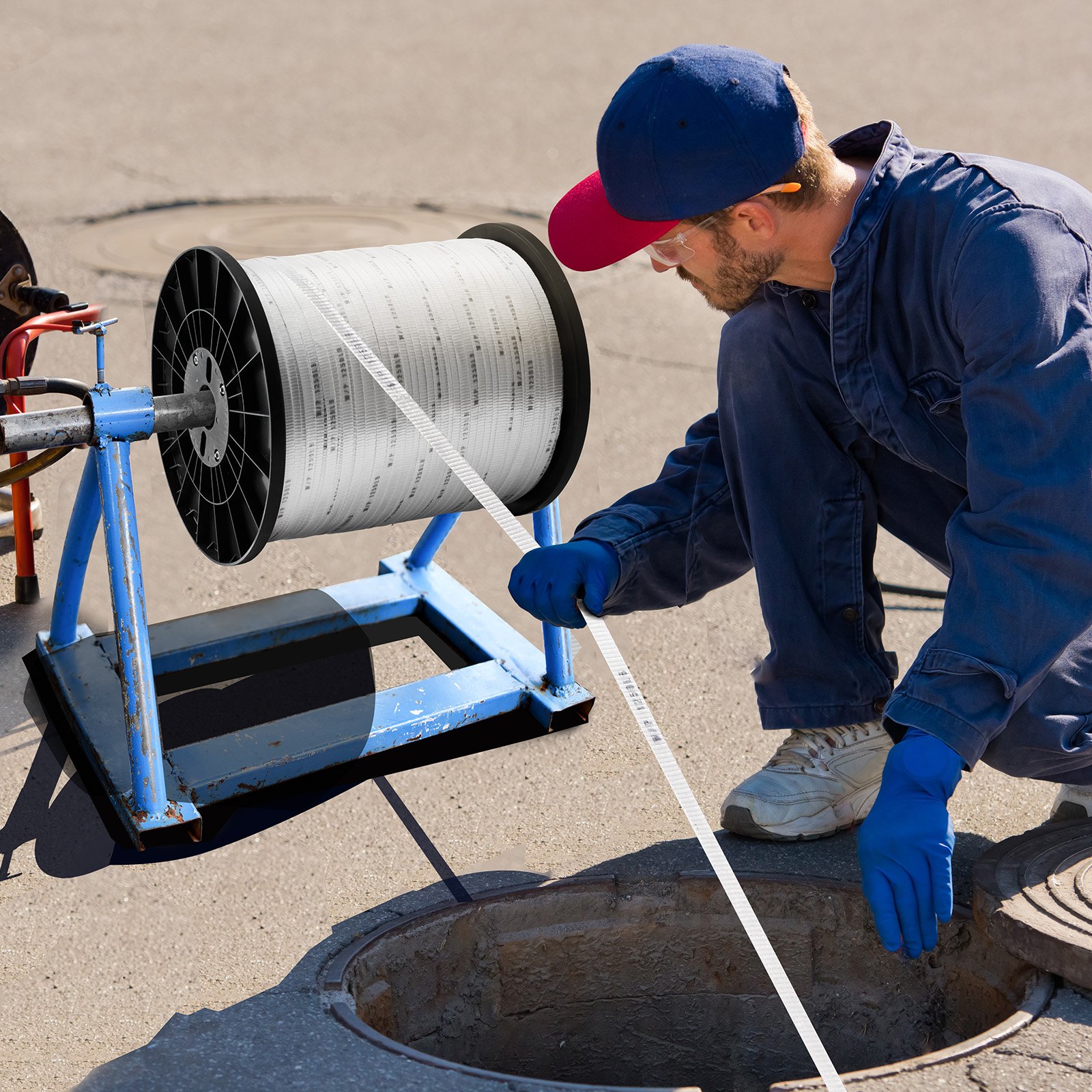 Cordón de tracción VEVOR de poliéster duradero, 1,27 cm de ancho y 1600 m de largo, carga máxima de 567 kg, perfecto para organizar cables, embalaje, trabajos de jardinería y trabajos eléctricos.