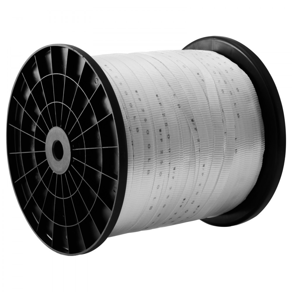 Cinta de tracción de poliéster VEVOR, 19 mm x 321 m, cuerda plana Mule Tape, capacidad de tracción de 1134 kgf, cinta de tracción de cable impresa para embalaje, jardinería, instalaciones eléctricas comerciales y conductos, blanca