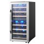 Vinoteca VEVOR para 33 botellas, con doble zona y doble temperatura, independiente, con refrigeración por aire circulante y control digital, puerta de vidrio templado con protección UV, ideal para bar en casa.