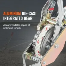 Extractor de cuerda VEVOR, capacidad de tracción de 3/4 toneladas (1,653 lbs), con 100' de cuerda de 0.6" de diámetro, 2 ganchos, cabrestante, herramienta extractora eléctrica de trinquete resistente para mover botes, asegurar artículos, transportar troncos
