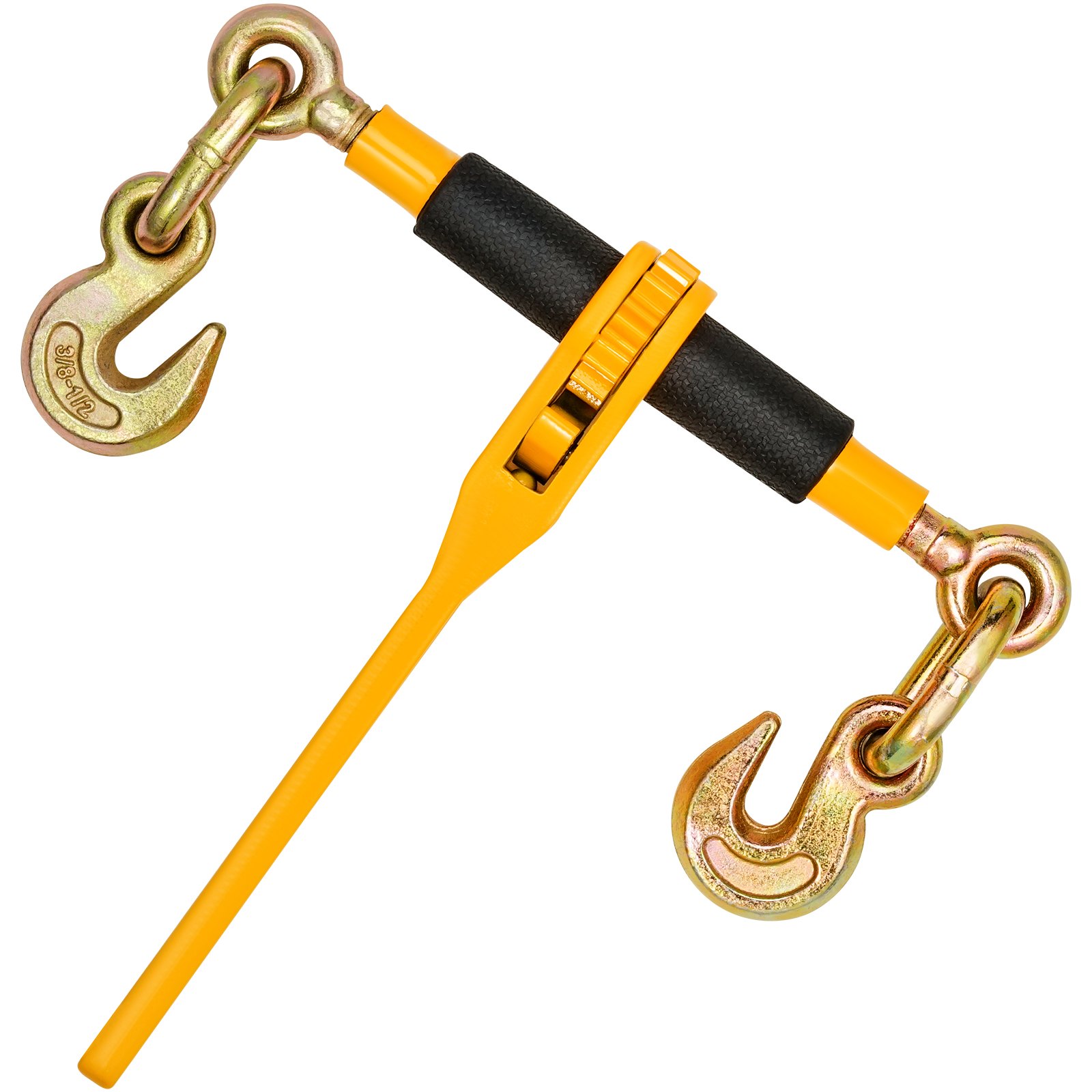 Kit de cadena y tensor VEVOR, tensores de trinquete de 3/8" a 1/2", carga máxima de trabajo de 9200 lb, cadenas G80 de 3/8" x 10' con ganchos de agarre, tensores de trinquete y cadenas para camión, amarre, transporte y remolque (2 juegos)