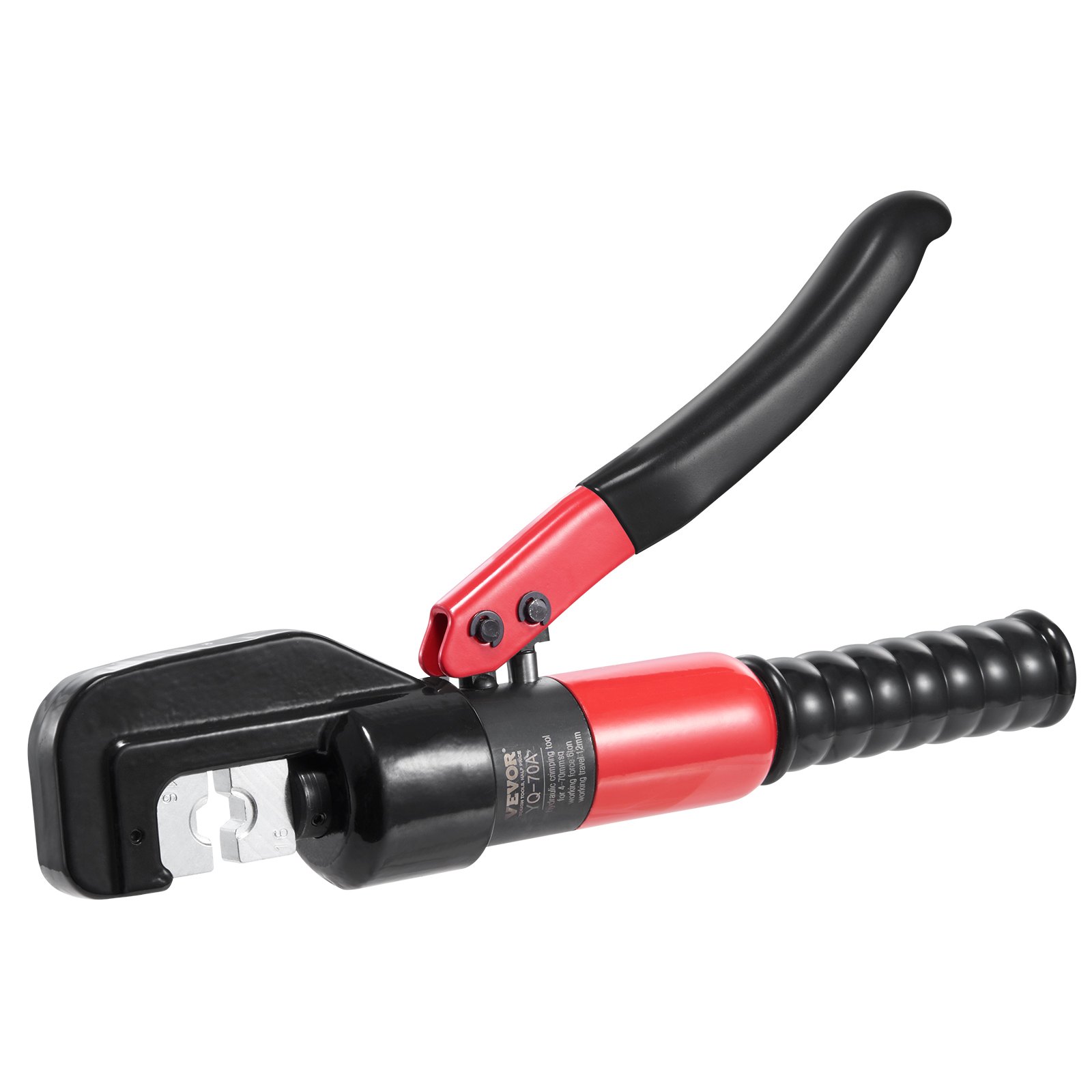 VEVOR Herramienta de engarzado hidráulica con 9 juegos de troqueles AWG12-2/0 Engarzadora de terminales de cobre y aluminio, con alicates de corte, guantes, 10 conectores de anillo de cobre, 8 fundas termorretráctiles