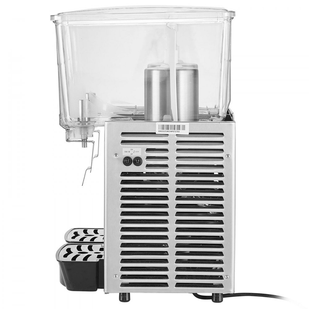 VEVOR Dispensador de bebidas comerciales, 13.6 Qt 12L 2 tanques Máquina de bebidas de té helado, 280W 304 Dispensador de jugo de acero inoxidable con controlador de termostato de 41 ℉-53.6 ℉, para bebidas frías restaurante hotel fiesta