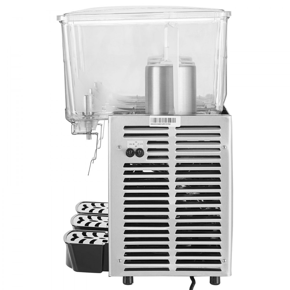 VEVOR Dispensador de bebidas comerciales, 13.6 Qt 12L 3 tanques Máquina de bebidas de té helado, 620W 304 Dispensador de jugo de acero inoxidable con controlador de termostato de 41 ℉-53.6 ℉, para beb