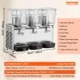VEVOR Dispensador de bebidas comerciales, 13.6 Qt 12L 3 tanques Máquina de bebidas de té helado, 620W 304 Dispensador de jugo de acero inoxidable con controlador de termostato de 41 ℉-53.6 ℉, para beb