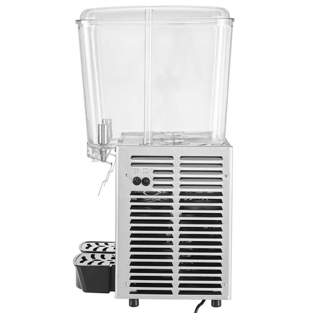 Dispensador de bebidas comercial VEVOR, 2 tanques de 18 L, 20.4 cuartos de galón, máquina para té helado, 590 W, dispensador de jugo de acero inoxidable 304 con controlador de termostato de 41 °F a 53.6 °F, para bebidas frías, restaurantes, hoteles y fiestas.