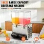 Dispensador de bebidas comercial VEVOR, 2 tanques de 18 L, 20.4 cuartos de galón, máquina para té helado, 590 W, dispensador de jugo de acero inoxidable 304 con controlador de termostato de 41 °F a 53.6 °F, para bebidas frías, restaurantes, hoteles y fiestas.