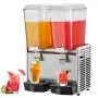 Dispensador de bebidas comercial VEVOR, 2 tanques de 18 L, 20.4 cuartos de galón, máquina para té helado, 590 W, dispensador de jugo de acero inoxidable 304 con controlador de termostato de 41 °F a 53.6 °F, para bebidas frías, restaurantes, hoteles y fiestas.