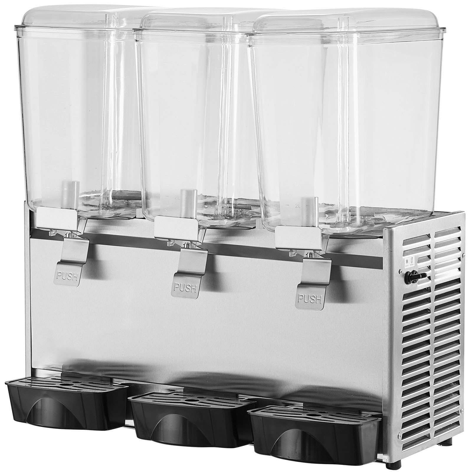 VEVOR Dispensador de bebidas comerciales, 20.4 Qt 18L 3 tanques Máquina de bebidas de té helado, 680W 304 Dispensador de jugo de acero inoxidable con controlador de termostato de 41 ℉-53.6 ℉, para bebidas frías restaurante hotel fiesta