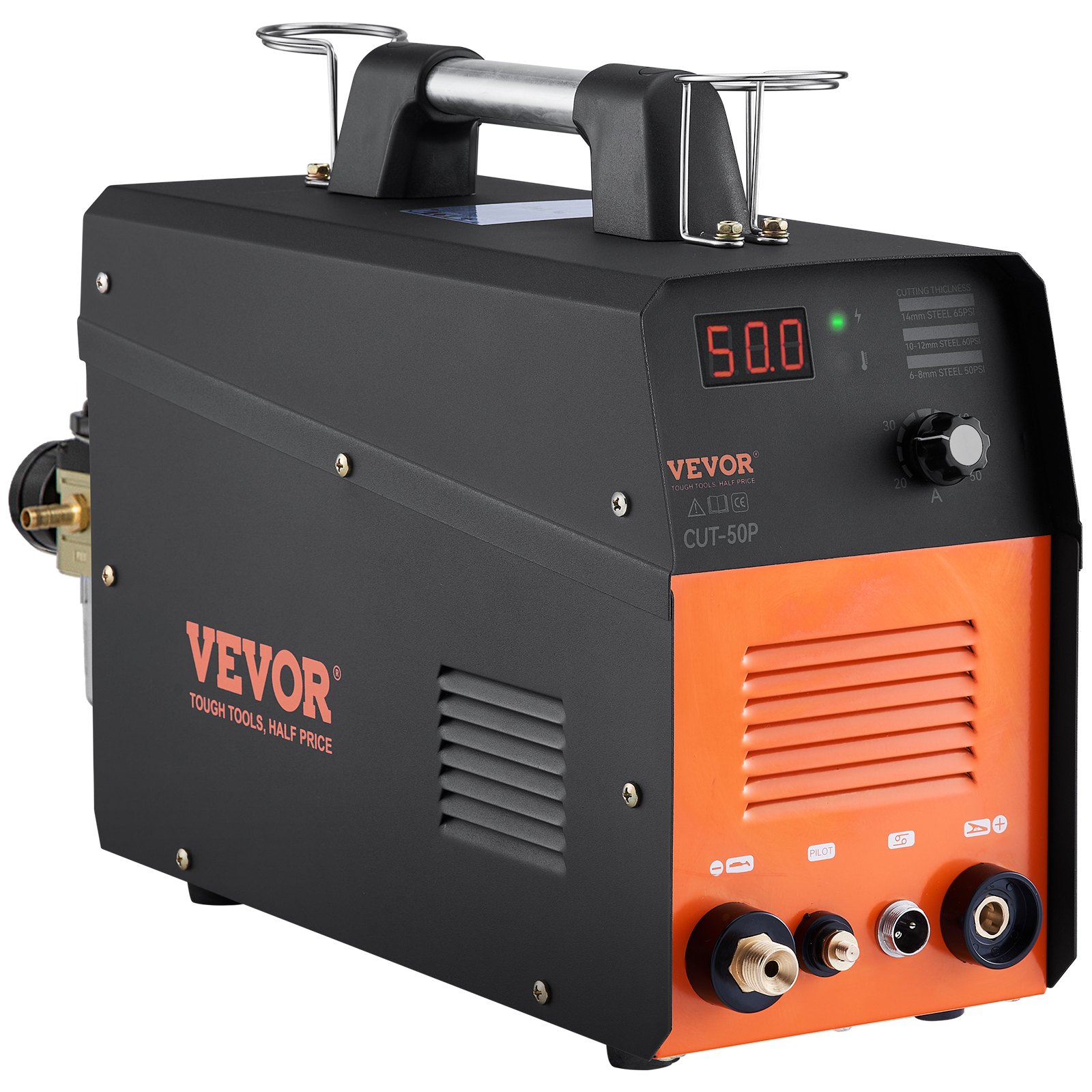 VEVOR Cortador de plasma, 50 Amp, máquina de corte de aire de arco piloto sin contacto con antorcha, equipo de corte de metal con inversor IGBT de CA de doble voltaje de 110 V/220 V para aluminio y acero inoxidable de corte limpio de 1/2