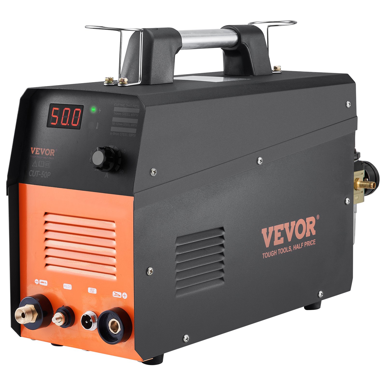 VEVOR Cortador de plasma, 50 Amp, máquina de corte de aire de arco piloto sin contacto con antorcha, equipo de corte de metal con inversor IGBT de CA de doble voltaje de 110 V/220 V para aluminio y acero inoxidable de corte limpio de 1/2