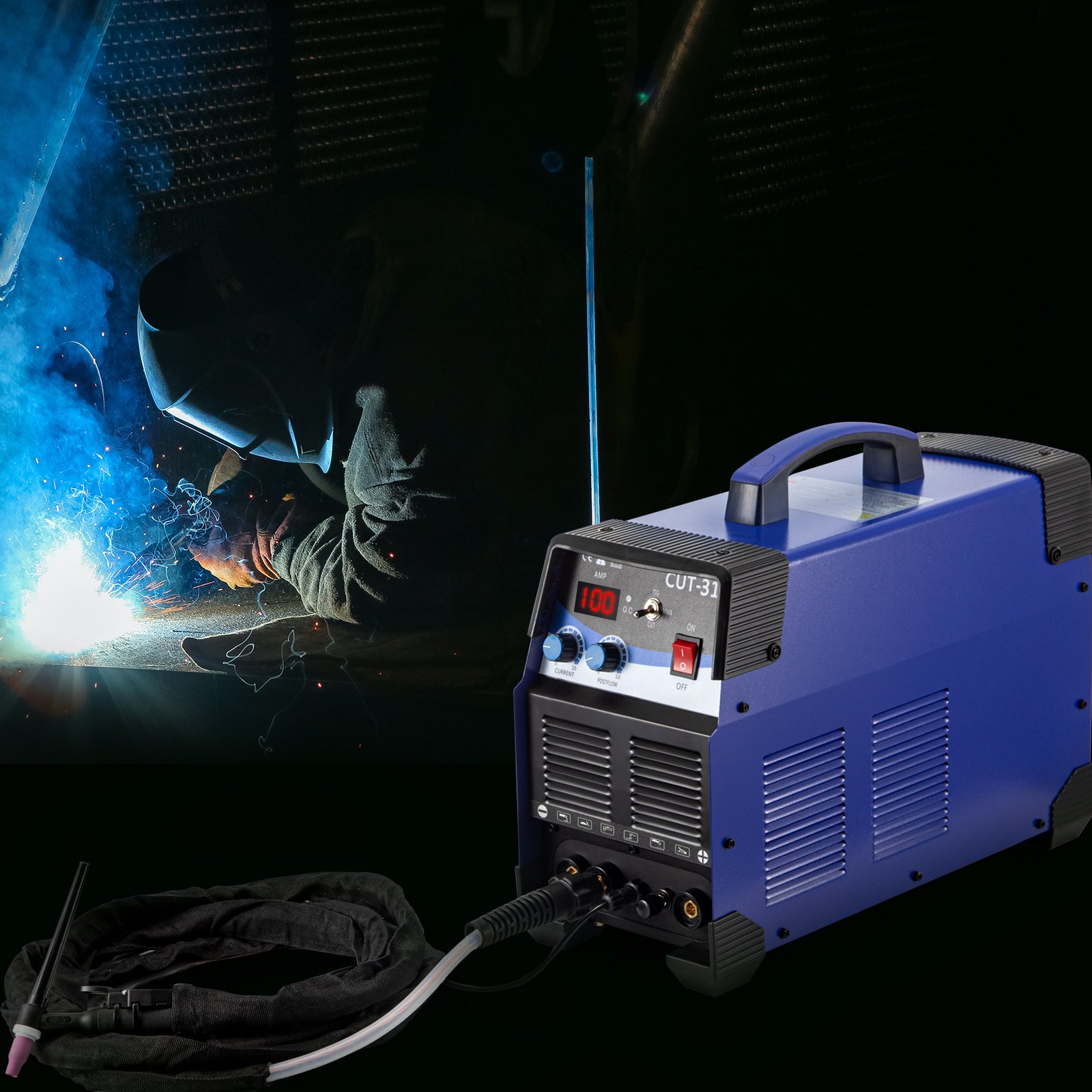 VEVOR TIG/MMA Cortador de plasma CT312P 3 en 1 Máquina de soldadura combinada Soldador Tig 120A Soldador de arco 120A Cortador de plasma 30A Máquina de corte por plasma de arco piloto sin contacto Voltaje dual 110 220V