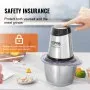 Procesador de alimentos VEVOR, picadora de carne eléctrica con cuchillas de acero inoxidable de 4 asas, capacidad de 8 tazas + 5 tazas, dos tazones, 400 W, 2 velocidades, para comida de bebé, carne, cebolla y verduras.