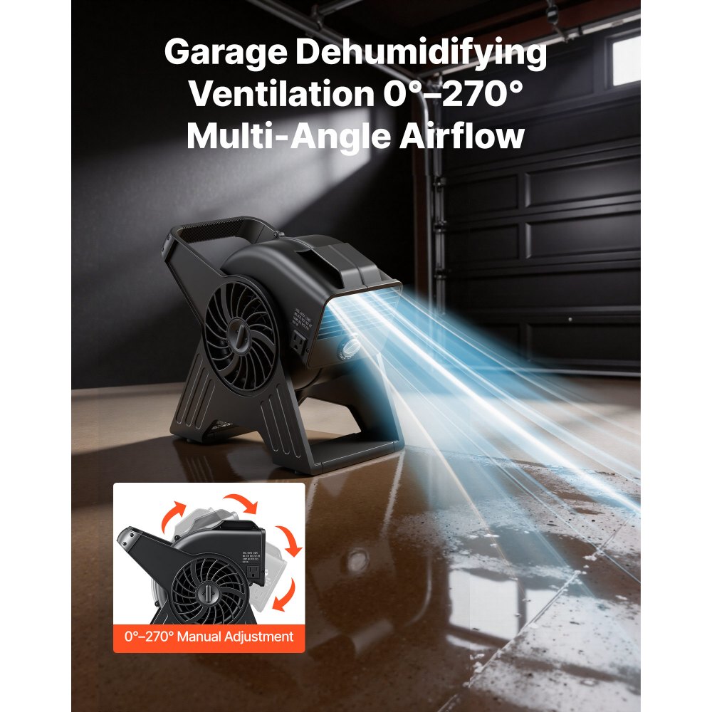Ventilador portátil VEVOR de 33 cm, 300 CFM, 3 velocidades, flujo de aire multiángulo, ligero y portátil, de alta velocidad, para secar, deshumidificar, alfombras, circulación de aire y refrigeración.