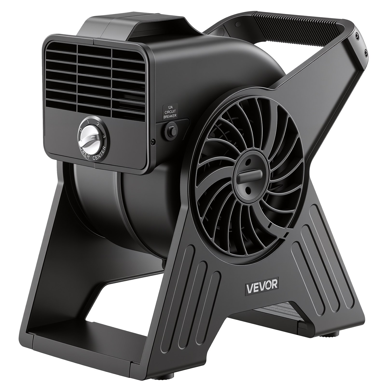 Ventilador portátil VEVOR de 33 cm, 300 CFM, 3 velocidades, flujo de aire multiángulo, ligero y portátil, de alta velocidad, para secar, deshumidificar, alfombras, circulación de aire y refrigeración.